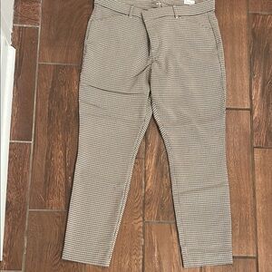 GAP Women's Straight Leg Pants - Brown Checkered